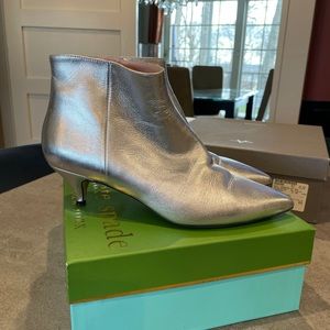Kate spade silver kitten heel booties
